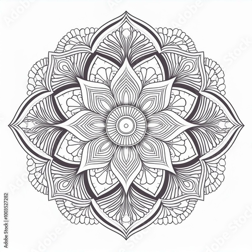 Mandala art design also called rangoli, decorative elements on white background