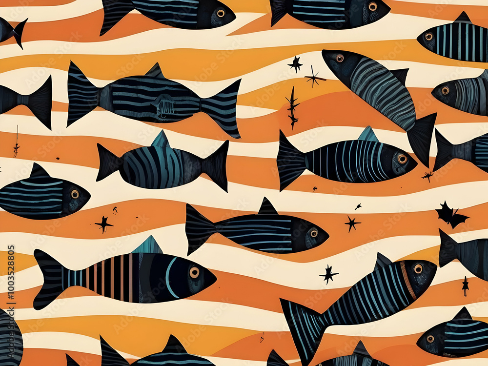 seamless background with fishes,Ai generated seamless background with fishes,Ai generated