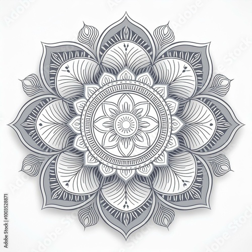 Mandala art design also called rangoli, decorative elements on white background