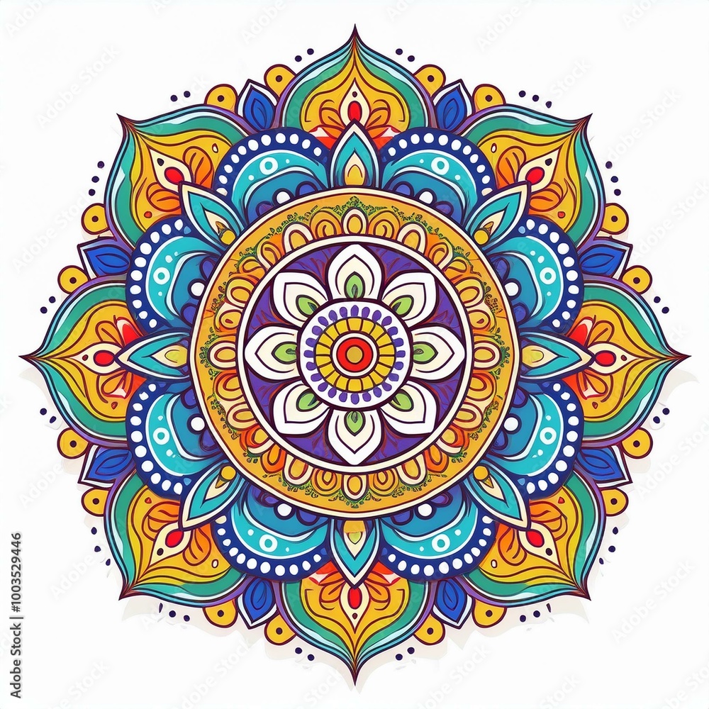 Mandala art design also called rangoli, decorative elements on white background Mandala art design also called rangoli, decorative elements on white background