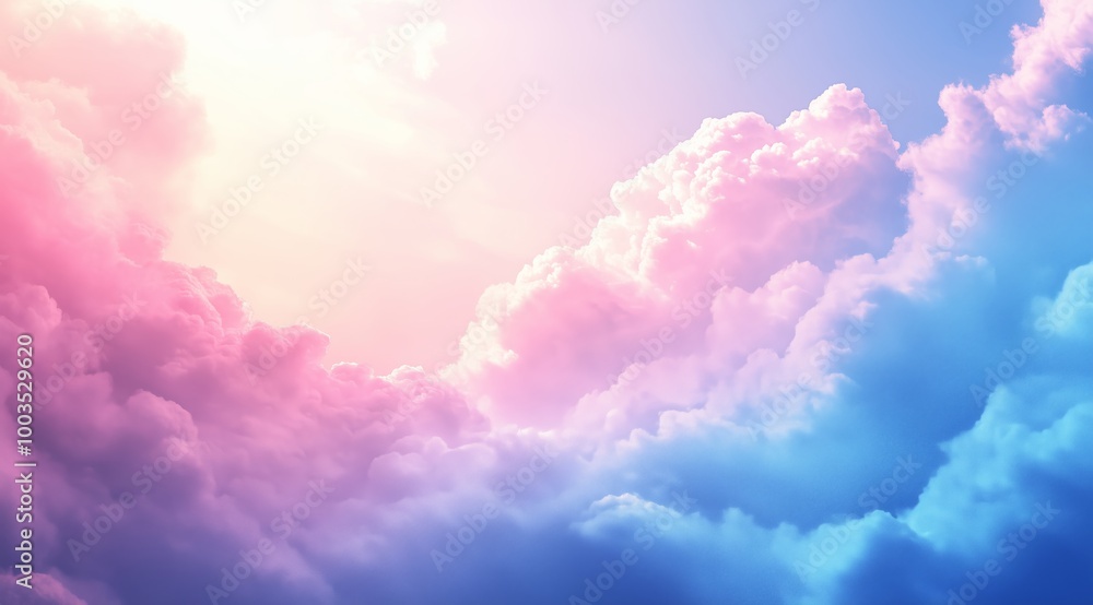 Dreamy Pink and Blue Clouds Floating in the Sky at Sunset in Vivid Colors Dreamy Pink and Blue Clouds Floating in the Sky at Sunset in Vivid Colors