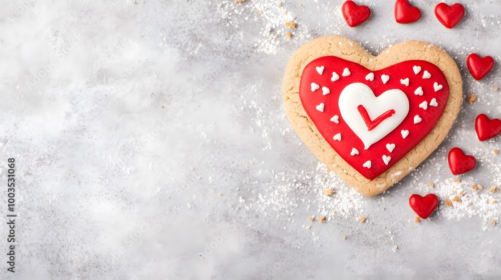 Obraz premium Heart-shaped cookies on a white background. Valentine's Day.