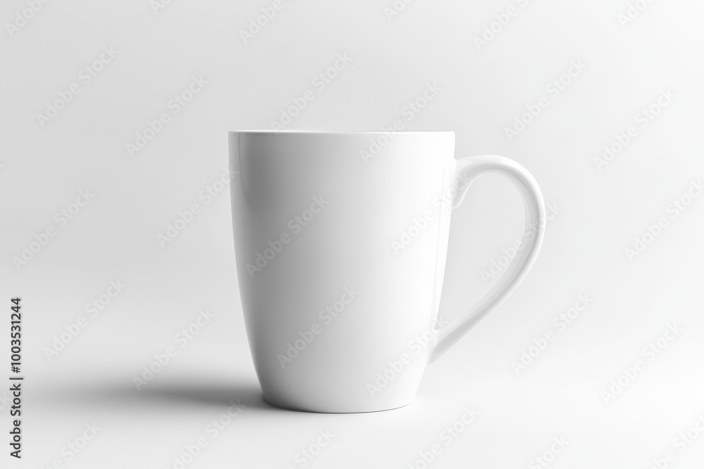 White ceramic mug with a handle on a white background. White ceramic mug with a handle on a white background.