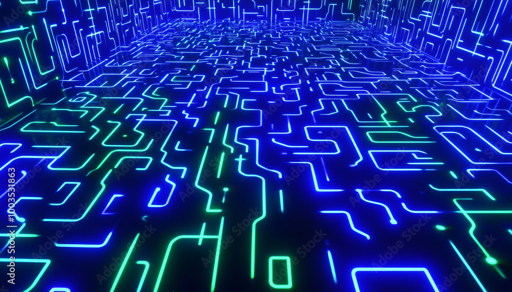 Obraz premium blue circuit board background
