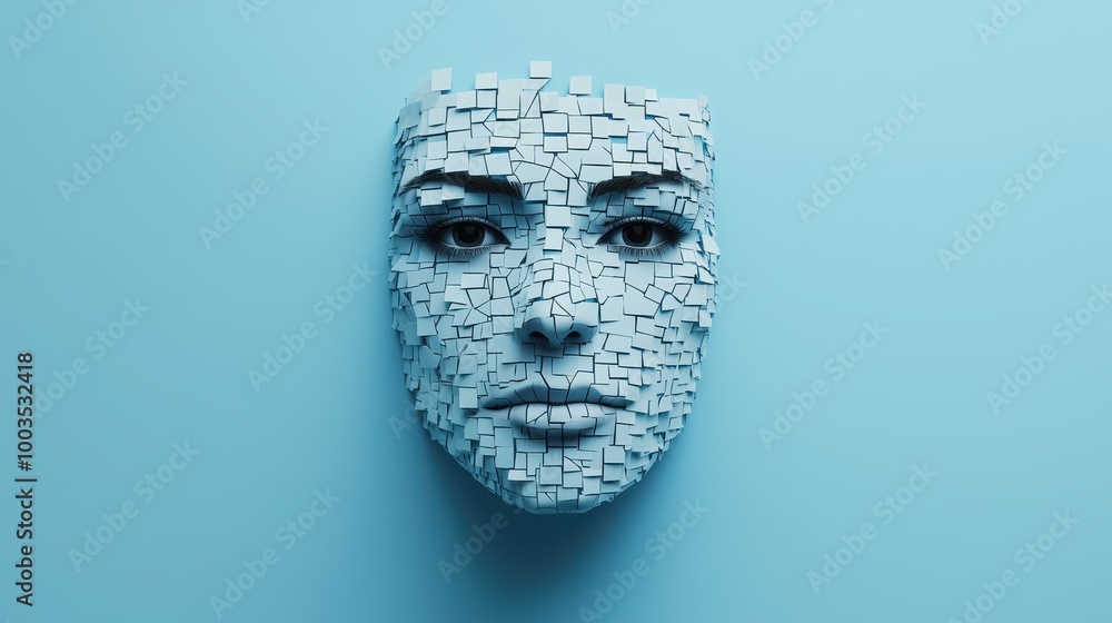 Abstract face made of fragmented shapes. Abstract face made of fragmented shapes.