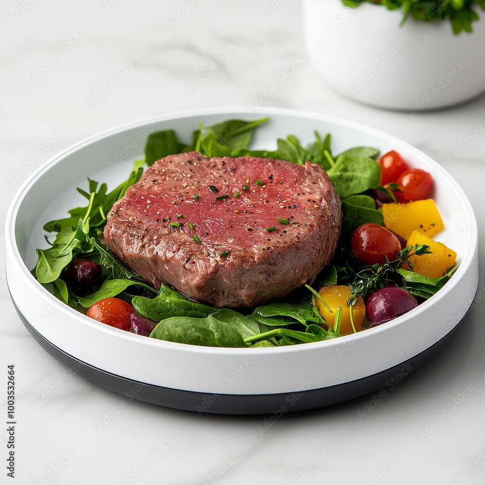 Grilled Steak with Spinach Salad and Cherry Tomatoes Grilled Steak with Spinach Salad and Cherry Tomatoes
