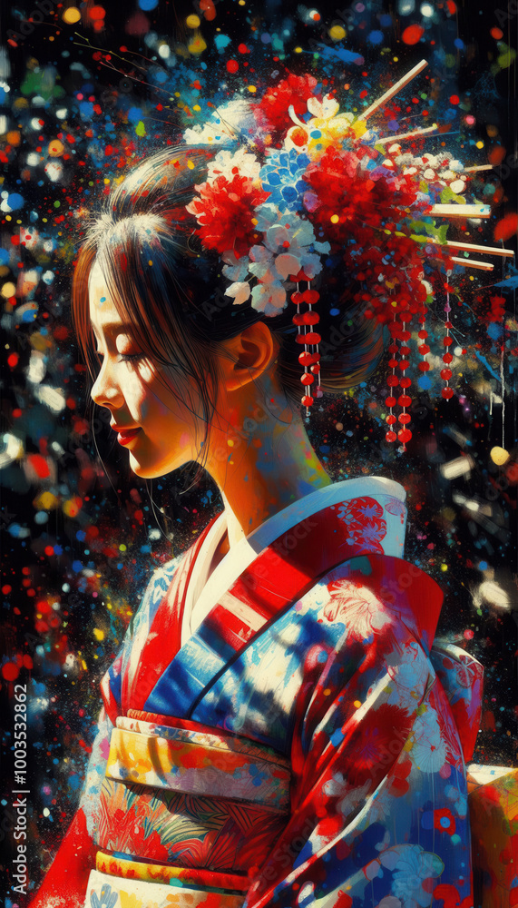 着物の女性イラスト 着物の女性イラスト