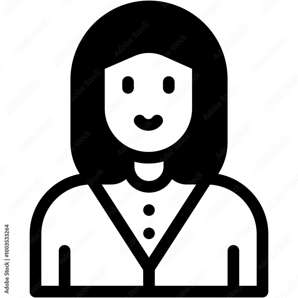 Vector Icon Waitress, Brown Hair, Food Service, Professions And Jobs, Waitress Vector Icon Waitress, Brown Hair, Food Service, Professions And Jobs, Waitress