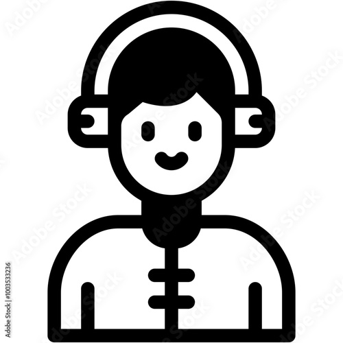 Vector Icon Dj, Caucasian, Professions And Jobs, Male, Headphones