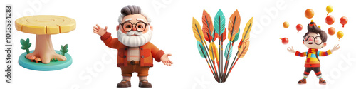 Colorful animated characters with nature elements.