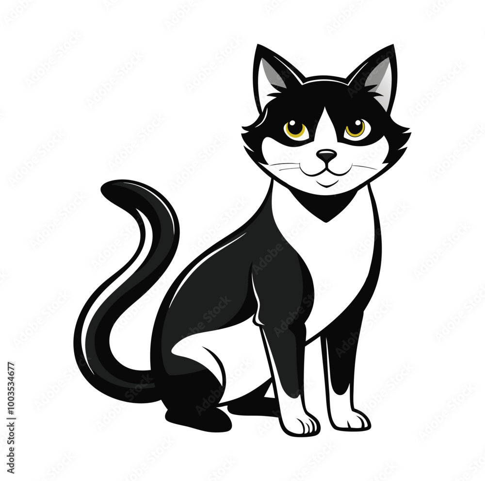 Fototapeta premium cat--illustration-design-black-and-white