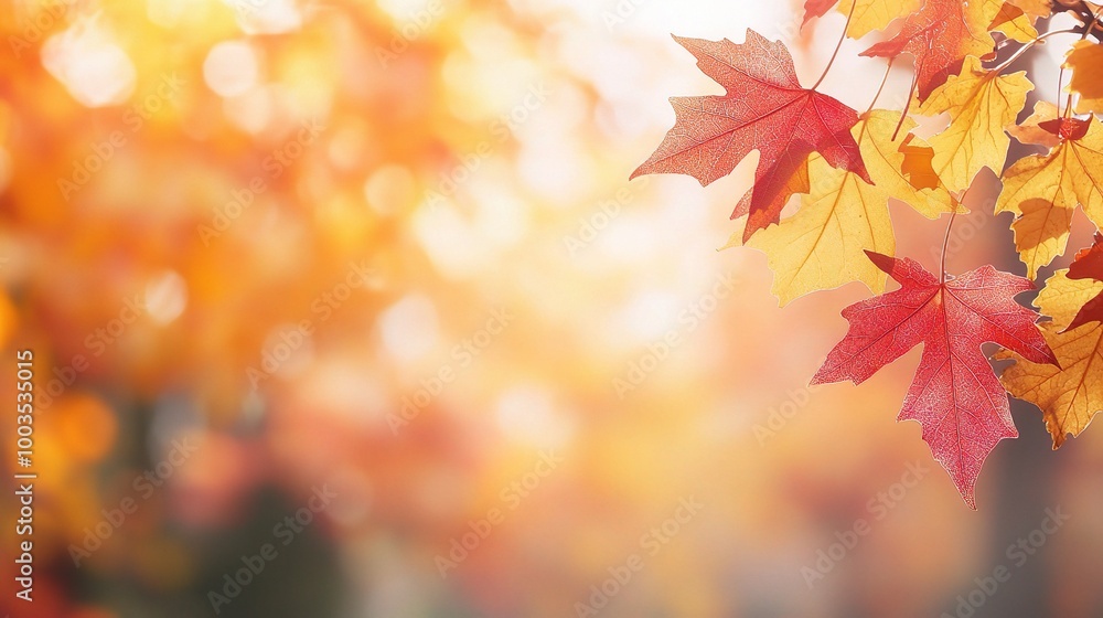 Autumn Leaves in Warm Light Background Autumn Leaves in Warm Light Background