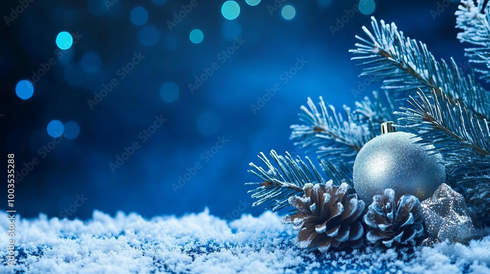 Festive christmas blue background with falling snowflakes and sparkling winter wonderland atmosphere Festive christmas blue background with falling snowflakes and sparkling winter wonderland atmosphere