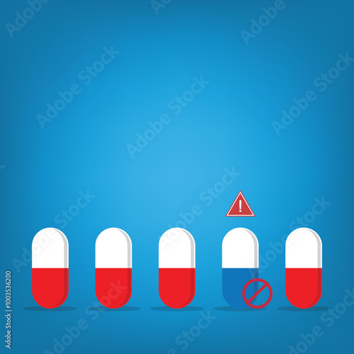 Fake medicine. Pill and tablet, criminal selling illegal drugs. Fake drugs, pharmaceutical. Symbolic for harmful counterfeit pills, risk and danger of illegal produced and sold pharmaceuticals.	