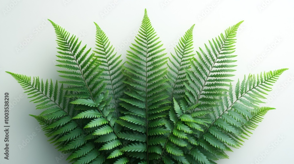 Green Fern Leaves on White Background Green Fern Leaves on White Background
