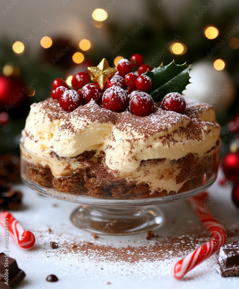 a festive Christmas tiramisu. AI generative. a festive Christmas tiramisu. AI generative.