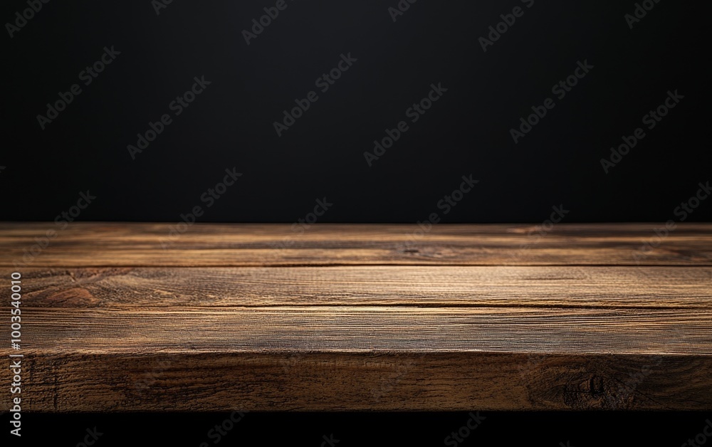 Close-up of a wooden table with a dark background. Close-up of a wooden table with a dark background.