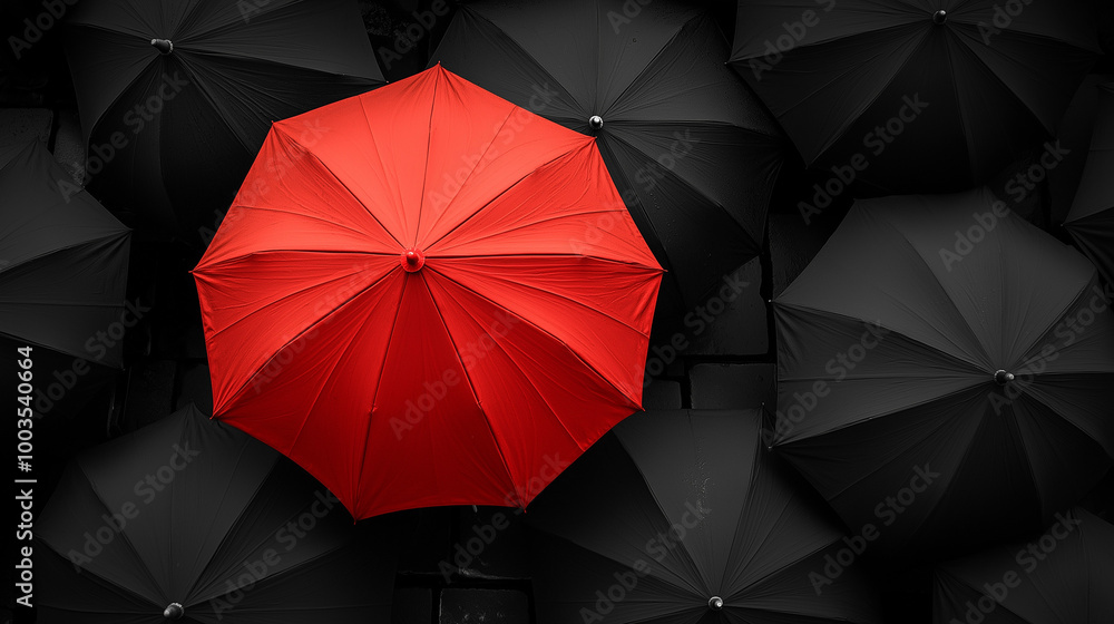 red umbrella on black background red umbrella on black background