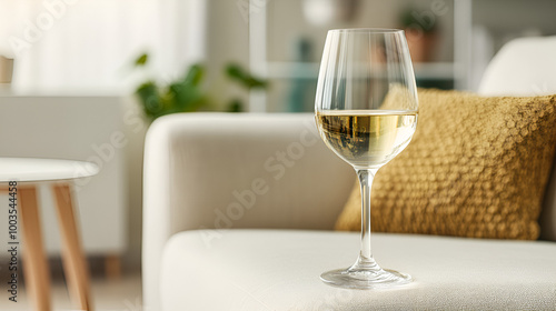 Glass goblet for white wine on a white background. creative concept