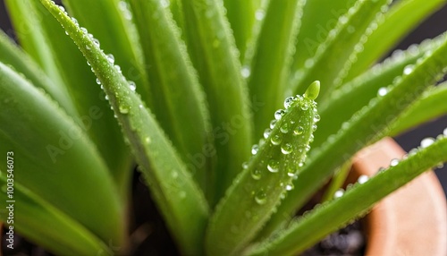 Close up of an aloe vera plant covered in rain droplets 5