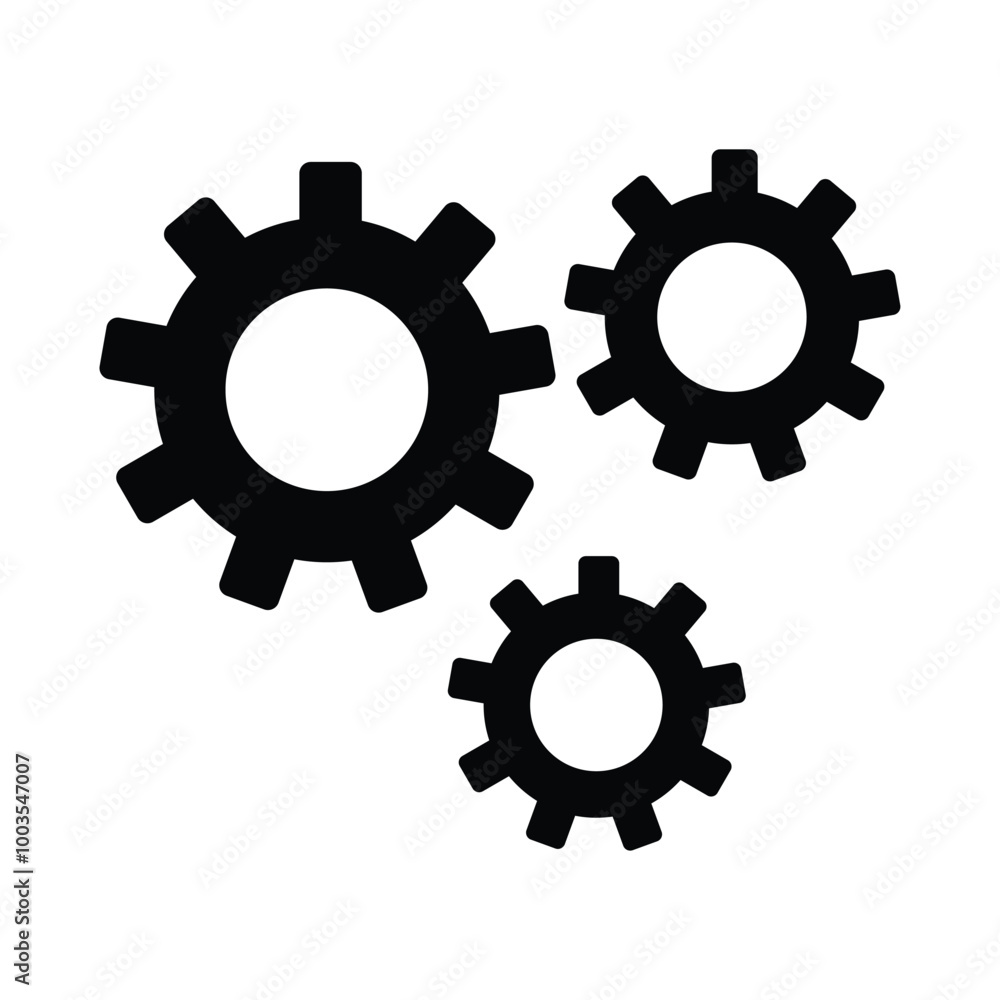 Gear setting vector icon set. Isolated black gears mechanism and cog wheel on background. Progress or construction concept. Cogwheel icons UI vector. Gear setting vector icon set. Isolated black gears mechanism and cog wheel on background. Progress or construction concept. Cogwheel icons UI vector.