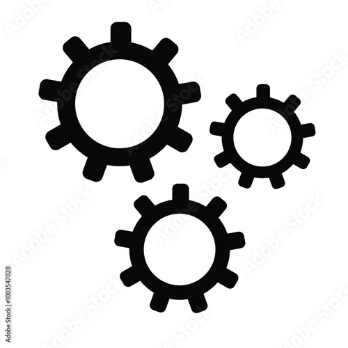 Gear setting vector icon set. Isolated black gears mechanism and cog wheel on  background. Progress or construction concept. Cogwheel icons UI vector.