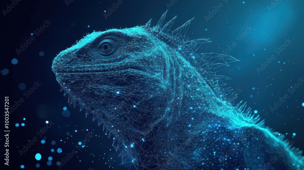 Abstract Digital Lizard in a Blue Haze Abstract Digital Lizard in a Blue Haze