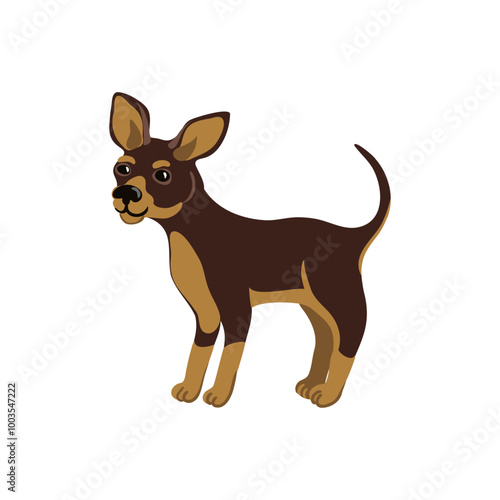 vector drawing cute puppy, little dog at white background, hand drawn illustration