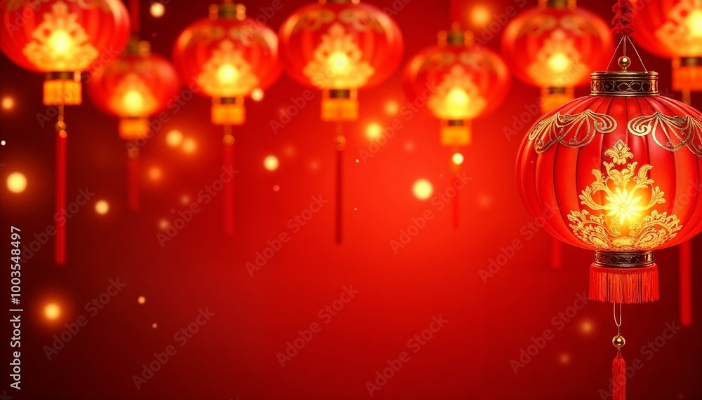Lantern festival background, glowing red and gold lanterns with intricate designs, festive and cultural Lantern festival background, glowing red and gold lanterns with intricate designs, festive and cultural