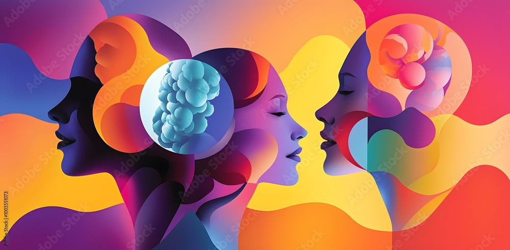 Abstract Colorful Faces in Profile. Abstract Colorful Faces in Profile.
