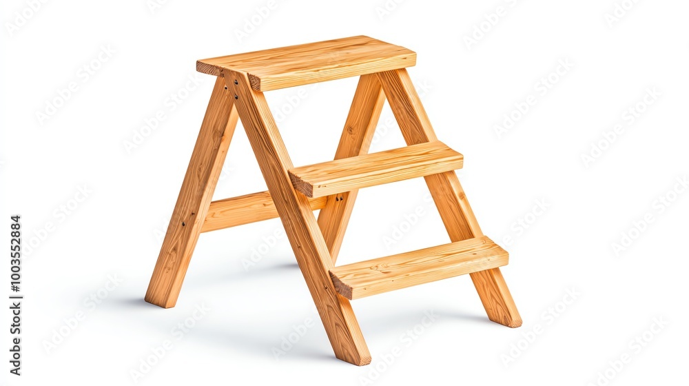 Wooden step ladder on white isolated background. Wooden step ladder on white isolated background.