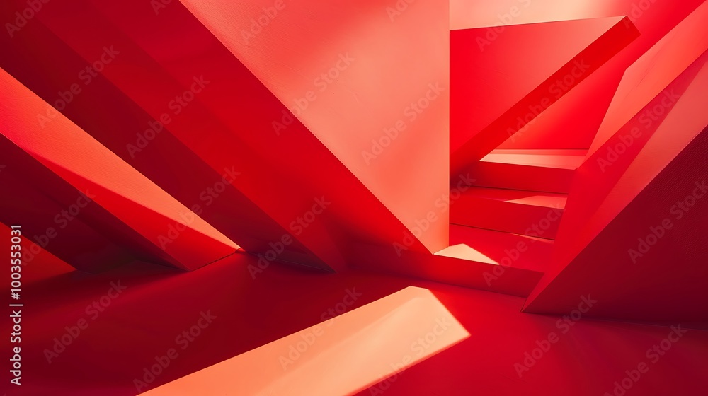 Obraz premium A striking abstract design with geometric shapes illuminated by harsh light, creating sharp shadows that form bold, contrasting patterns. 8k UHD, suitable for high-quality printing or digital 