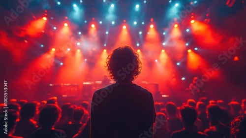 Silhouette of a Person in a Crowd at a Concert