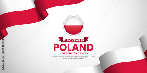 Poland independence day banner background 11th of November design element with realistic waving flag