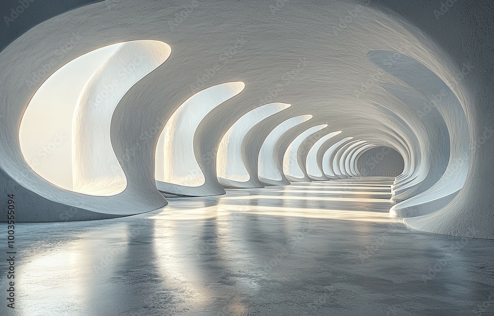 Obraz premium A 3D-rendered futuristic empty room.