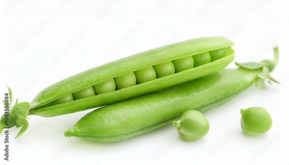 Green pea isolated. Pea pods on a white background Green pea isolated. Pea pods on a white background
