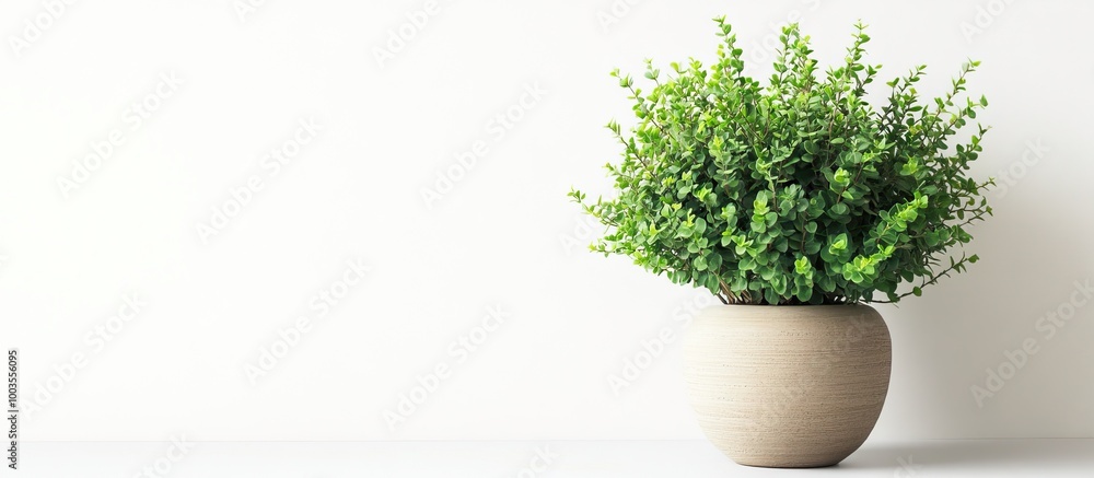 Bush in a Pot Against a White Wall Bush in a Pot Against a White Wall
