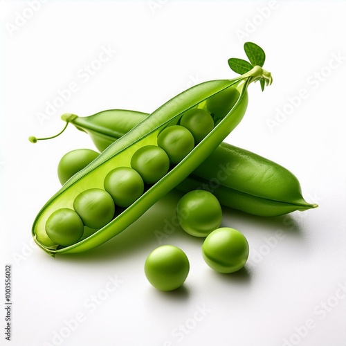 Green pea isolated. Pea pods on a white background