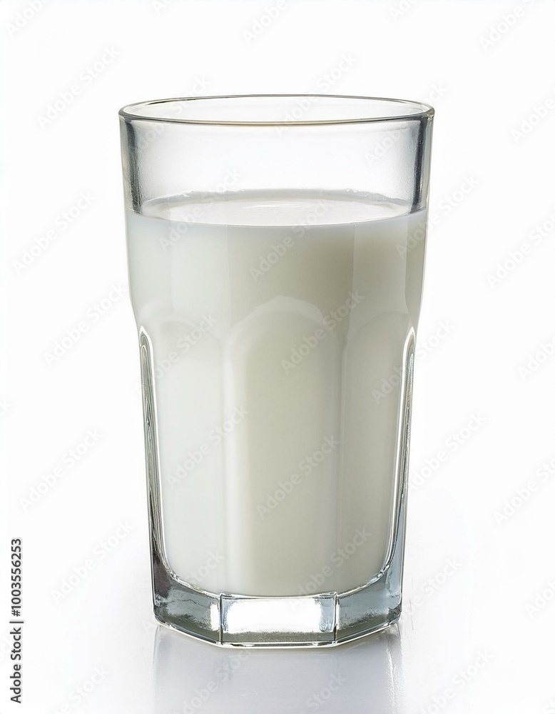 Glass of milk isolated. Glass full of fresh milk on a white background Glass of milk isolated. Glass full of fresh milk on a white background