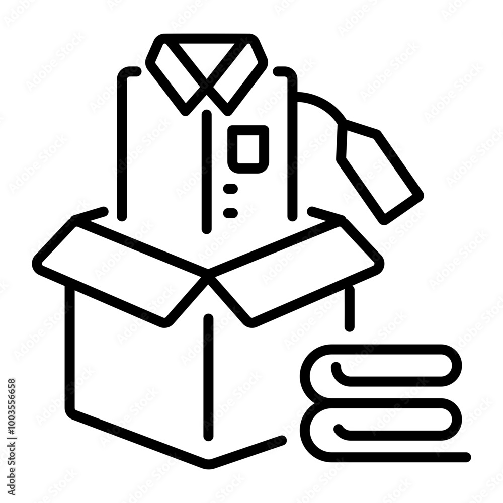 Clothes packing icon in linear style Clothes packing icon in linear style