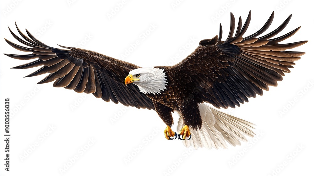 ald eagle flying, draw and paint on white background ald eagle flying, draw and paint on white background