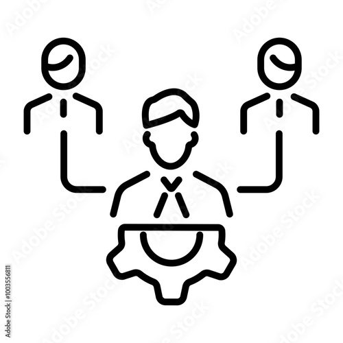 Task delegation icon in outline style 