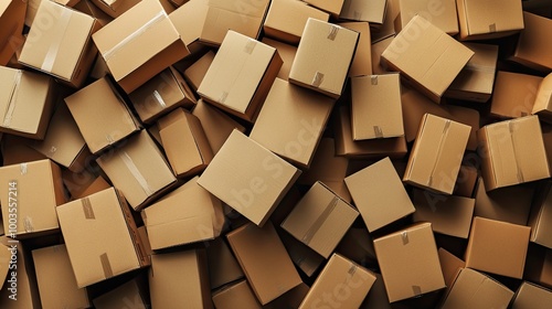 Many cardboard boxes piled up. Perfect for illustrating concepts of shipping, storage, and delivery.