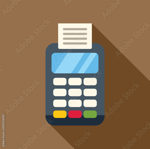 Modern electronic pos terminal printing paper receipt after processing purchase transaction