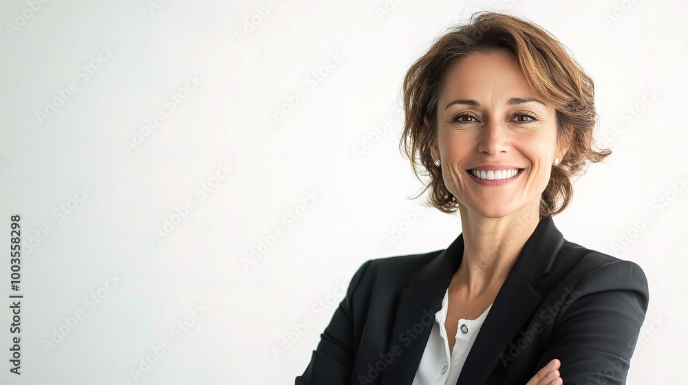 Confident Businesswoman Smiling in Professional Attire Confident Businesswoman Smiling in Professional Attire
