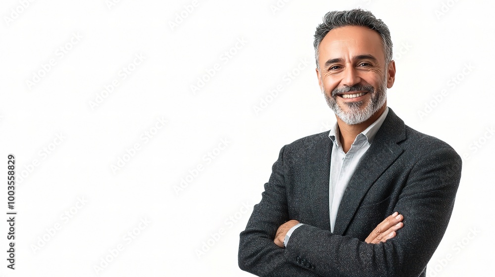 Confident Businessman with Friendly Smile in Professional Attire Confident Businessman with Friendly Smile in Professional Attire