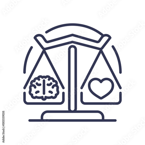 A balanced scale with a brain and a heart symbolizes harmony between intellect and emotions.