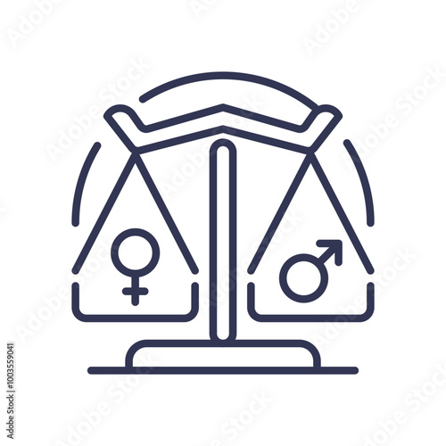 A balanced scale with male and female gender symbols representing gender equality.