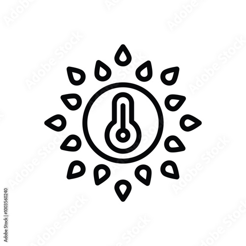 Black line icon for hot sun