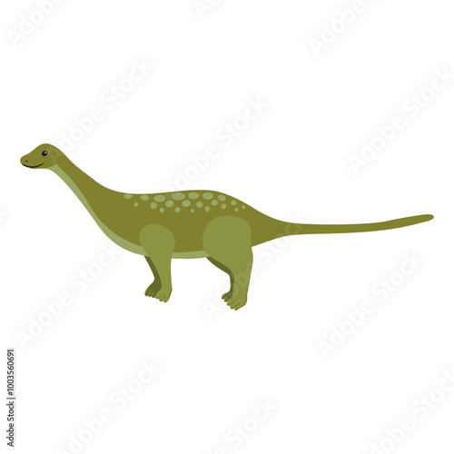 vector drawing green dinosaur,Diplodocus, cartoon element isolated at white background, hand drawn illustration
